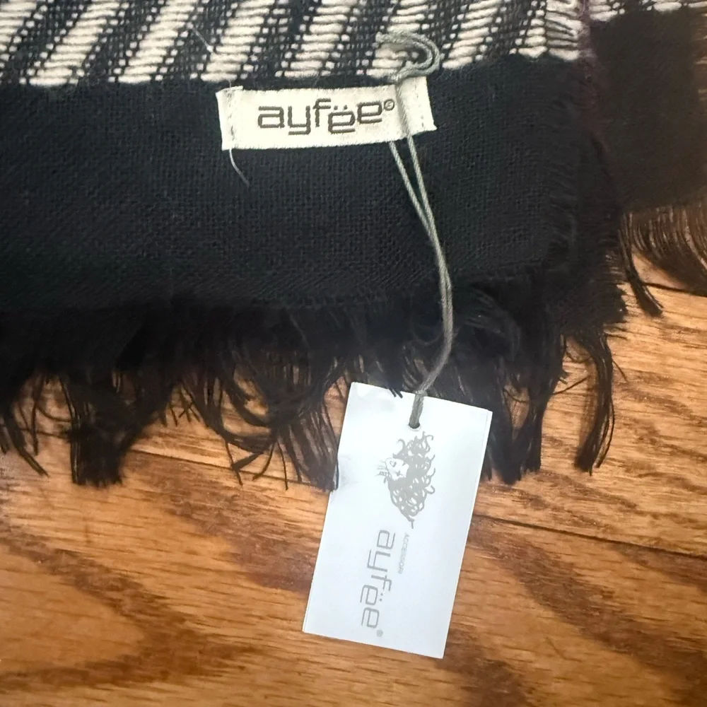 Handmade Italian Plaid Fringe Scarf Black Burgundy Mustard Oversized Wool NEW